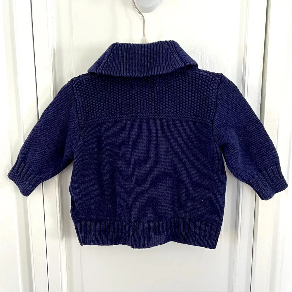 GAP Baby Gap 100% Cotton Toggle Closure Collared Navy Cardigan Size 3-6 months